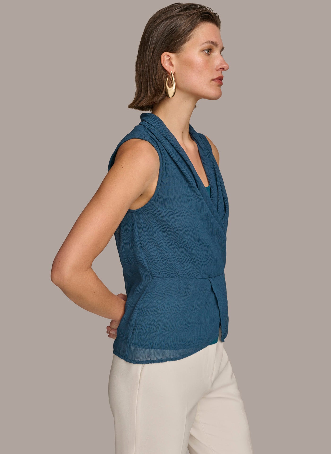 (image for) CHARMING FAUX WRAP PEPLUM TOP